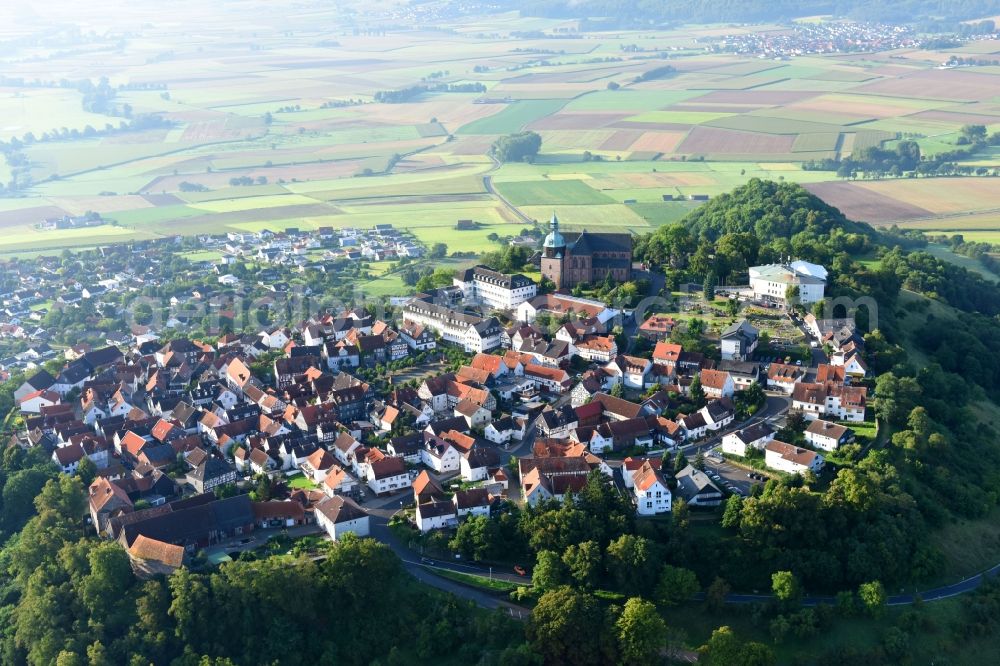 Aerial photograph Amöneburg - Town View of the streets and houses of the residential areas in Amoeneburg in the state Hesse, Germany
