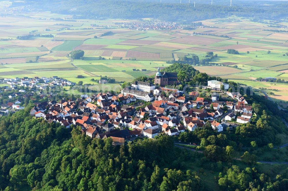 Aerial photograph Amöneburg - Town View of the streets and houses of the residential areas in Amoeneburg in the state Hesse, Germany
