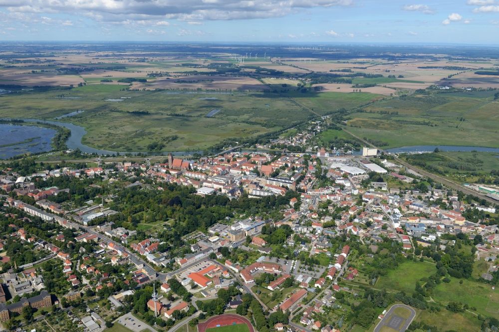Aerial photograph Anklam - Town View of the streets and houses of the residential areas in Anklam in the state Mecklenburg - Western Pomerania