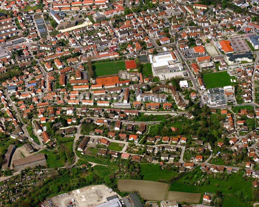 Ansbach from the bird's eye view: Town View of the streets and houses of the residential areas in Ansbach in the state Bavaria, Germany