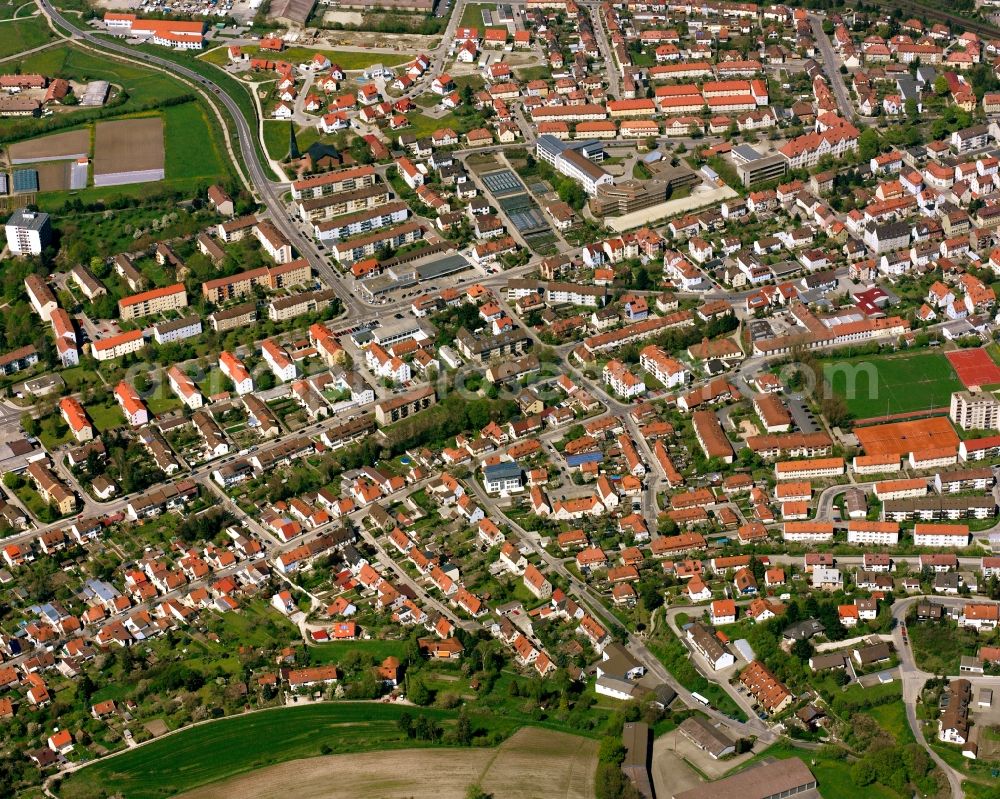 Aerial image Ansbach - Town View of the streets and houses of the residential areas in Ansbach in the state Bavaria, Germany