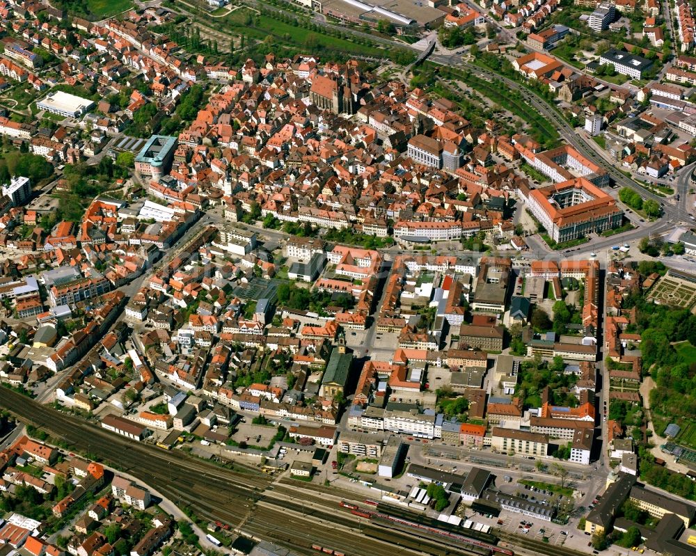 Aerial photograph Ansbach - Town View of the streets and houses of the residential areas in Ansbach in the state Bavaria, Germany