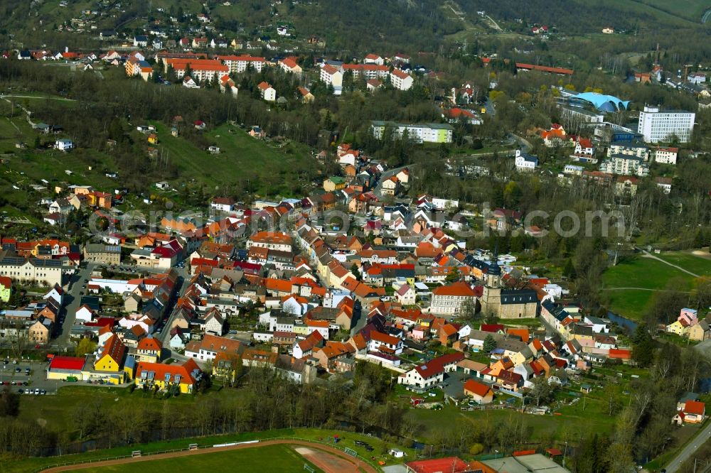 Bad Sulza from the bird's eye view: View of the streets and houses of the residential areas of the town of Bad Sulza in the state of Thuringia, Germany