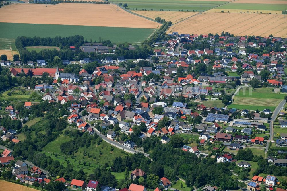 Aerial image Bad Wünnenberg - Town View of the streets and houses of the residential areas in Bad Wuennenberg in the state North Rhine-Westphalia, Germany