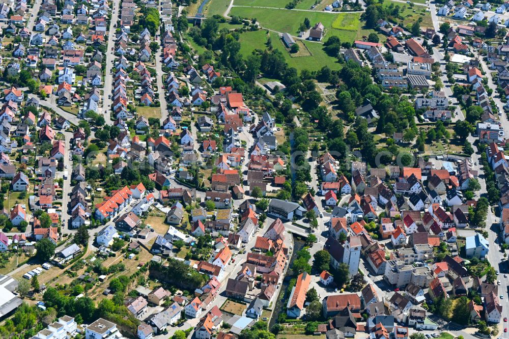 Aerial image Böblingen - Town View of the streets and houses of the residential areas on street Albert-Schweitzer-Strasse in the district Dagersheim in Boeblingen in the state Baden-Wuerttemberg, Germany