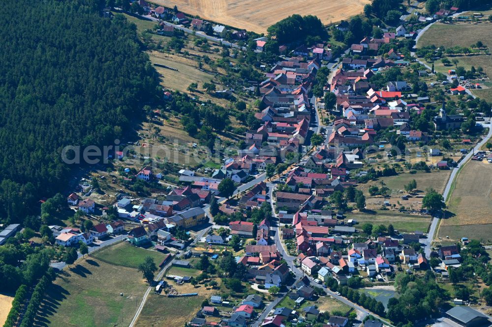 Ilmenau from above - Town View of the streets and houses of the residential areas in Buecheloh in the state Thuringia, Germany
