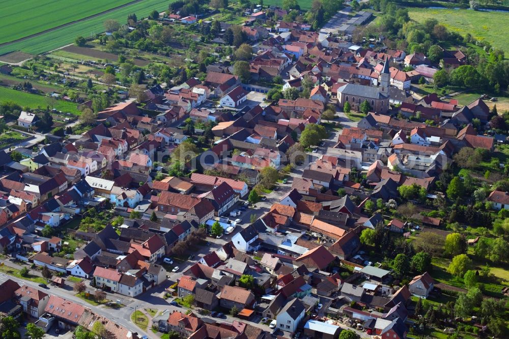 Aerial image Bennungen - Town View of the streets and houses of the residential areas in Bennungen in the state Saxony-Anhalt, Germany