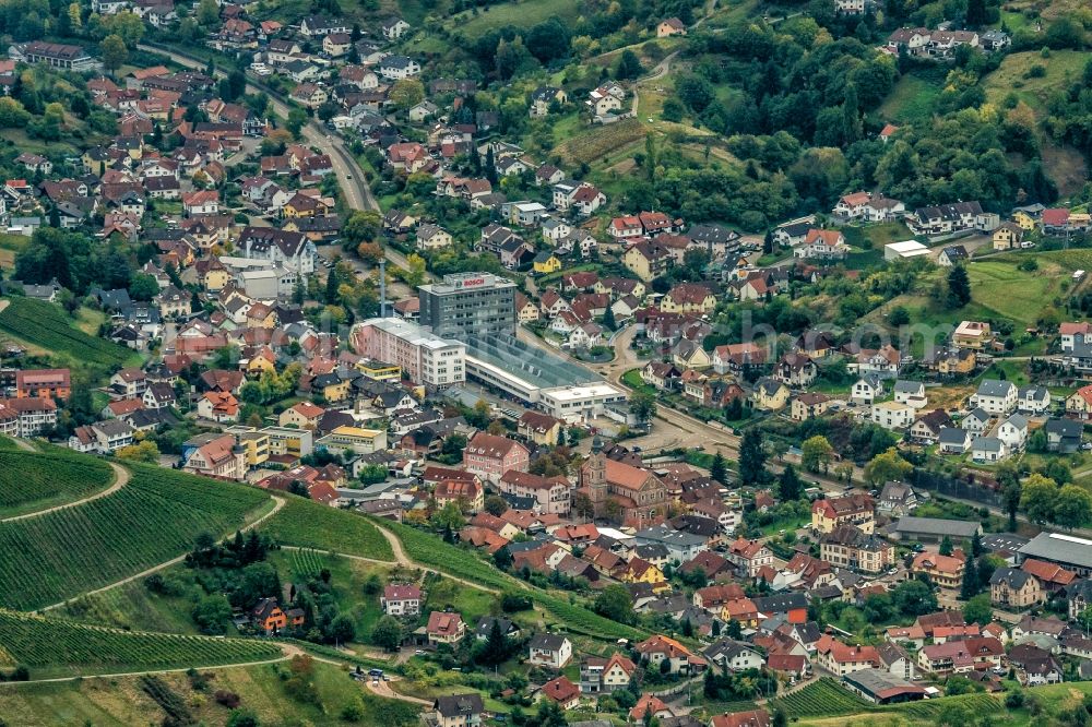 Bühlertal from the bird's eye view: Town View of the streets and houses of the residential areas in Buehlertal in the state Baden-Wurttemberg, Germany
