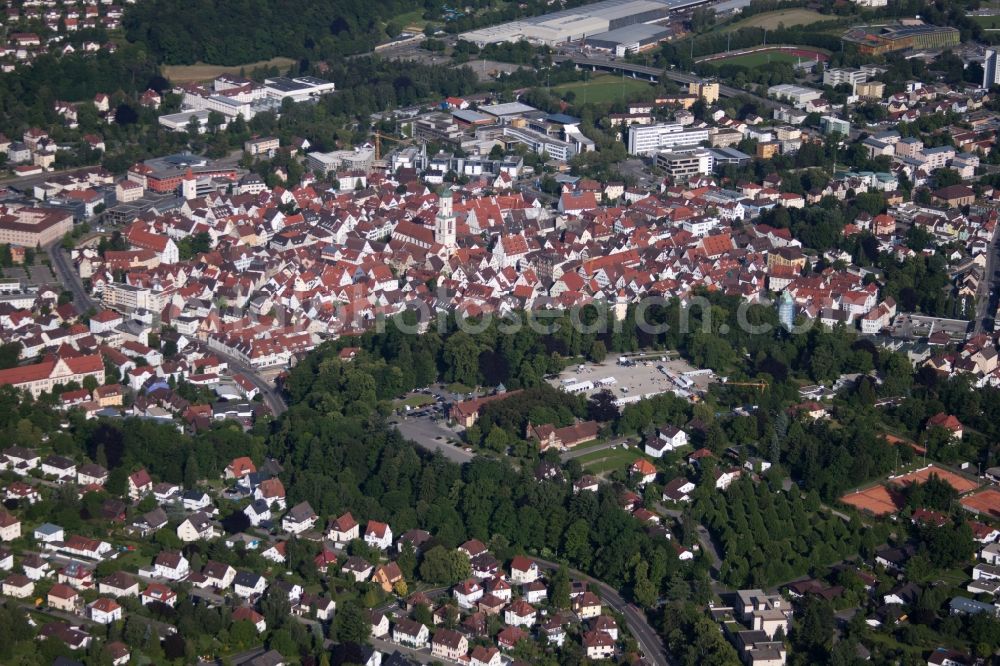 Biberach an der Riß from above - Town View of the streets and houses of the residential areas in Biberach an der Riss in the state Baden-Wuerttemberg