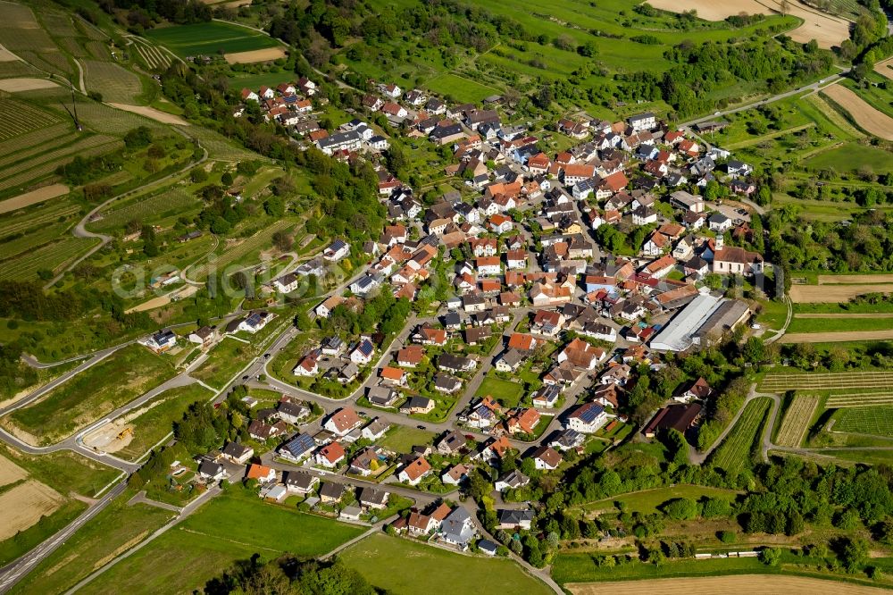 Bombach from the bird's eye view: Town View of the streets and houses of the residential areas in Bombach in the state Baden-Wuerttemberg