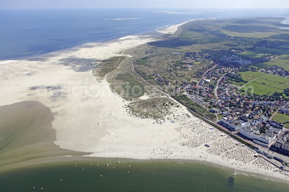 Borkum from above - Town View of the streets and houses of the residential areas in Borkum in the state Lower Saxony