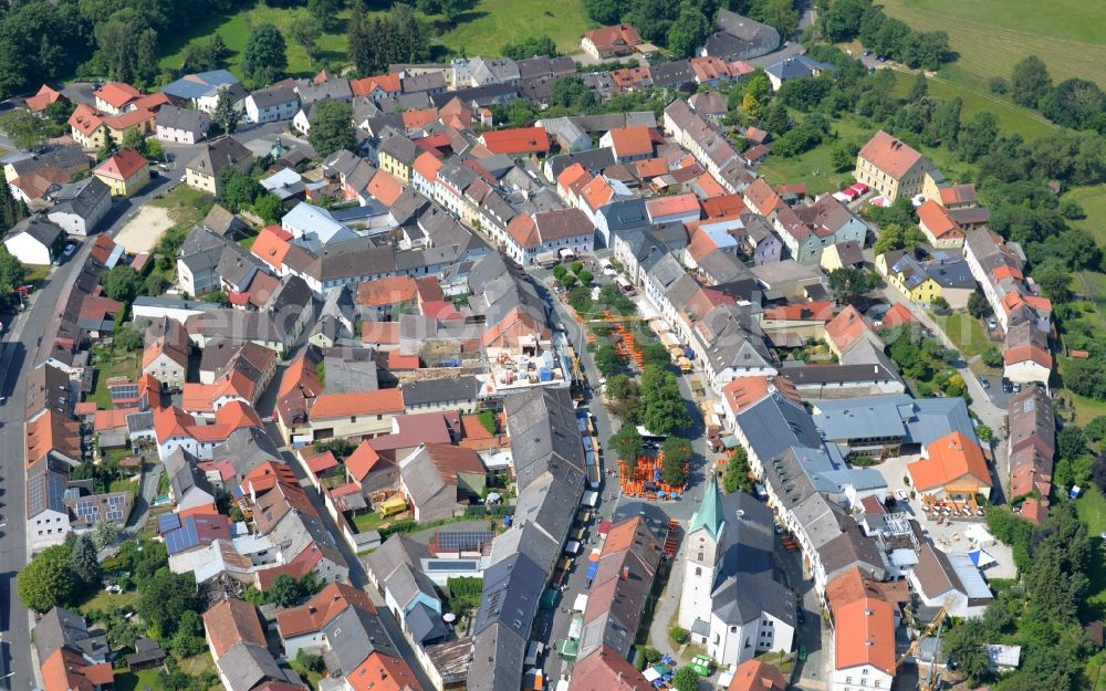 Aerial image Bärnau - Town View of the streets and houses of the residential areas in Baernau in the state Bavaria, Germany