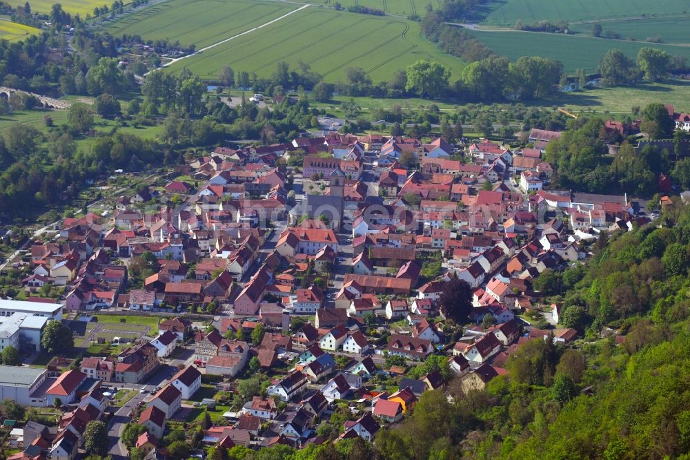 Aerial image Creuzburg - Town View of the streets and houses of the residential areas in Creuzburg in the state Thuringia, Germany