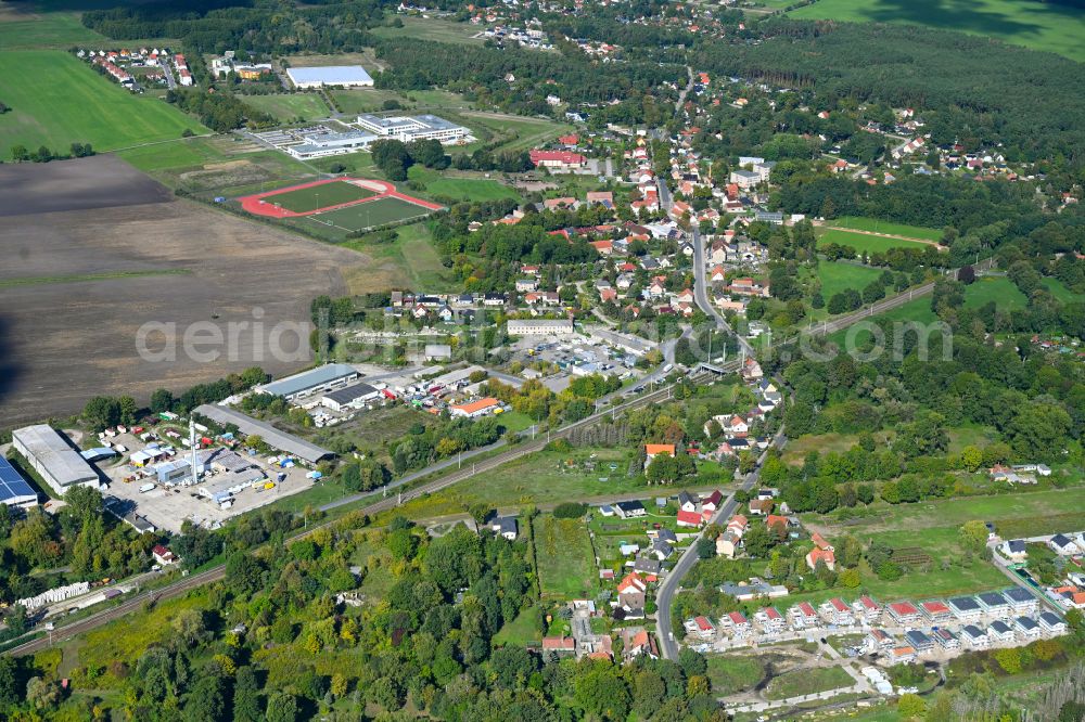 Dabendorf from above - Town View of the streets and houses of the residential areas in Dabendorf in the state Brandenburg, Germany