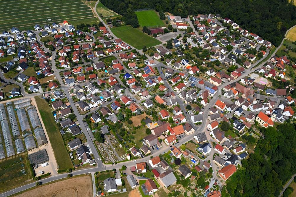 Degmarn from above - Town View of the streets and houses of the residential areas in Degmarn in the state Baden-Wurttemberg, Germany
