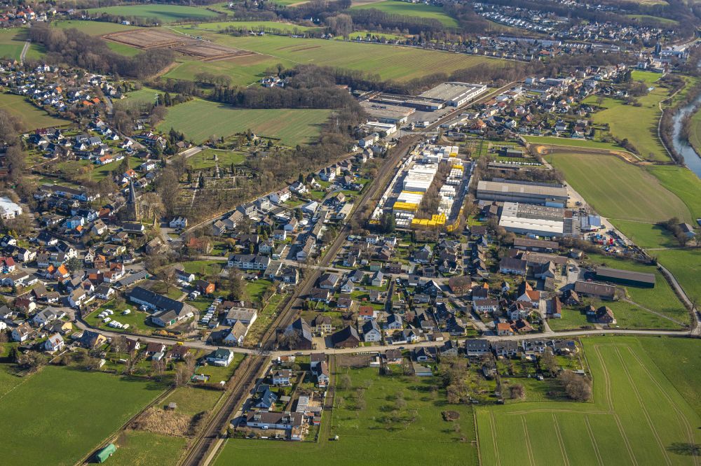 Aerial photograph Dellwig - Town View of the streets and houses of the residential areas in Dellwig in the state North Rhine-Westphalia, Germany