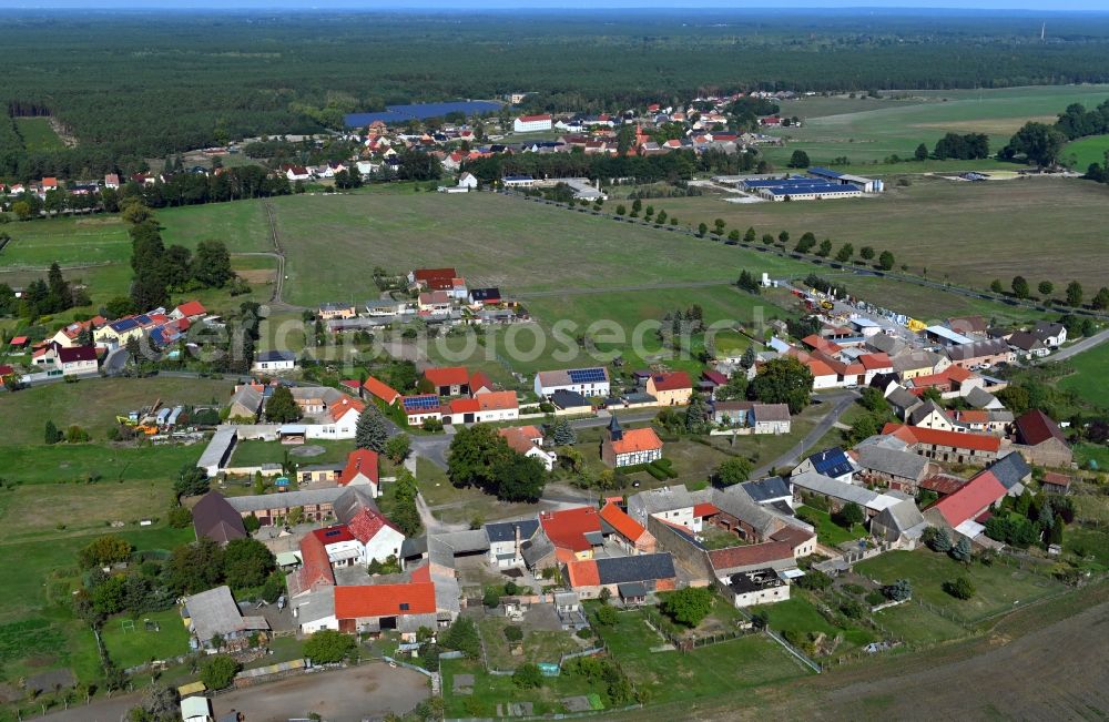 Dümde from above - Town View of the streets and houses of the residential areas in Duemde in the state Brandenburg, Germany