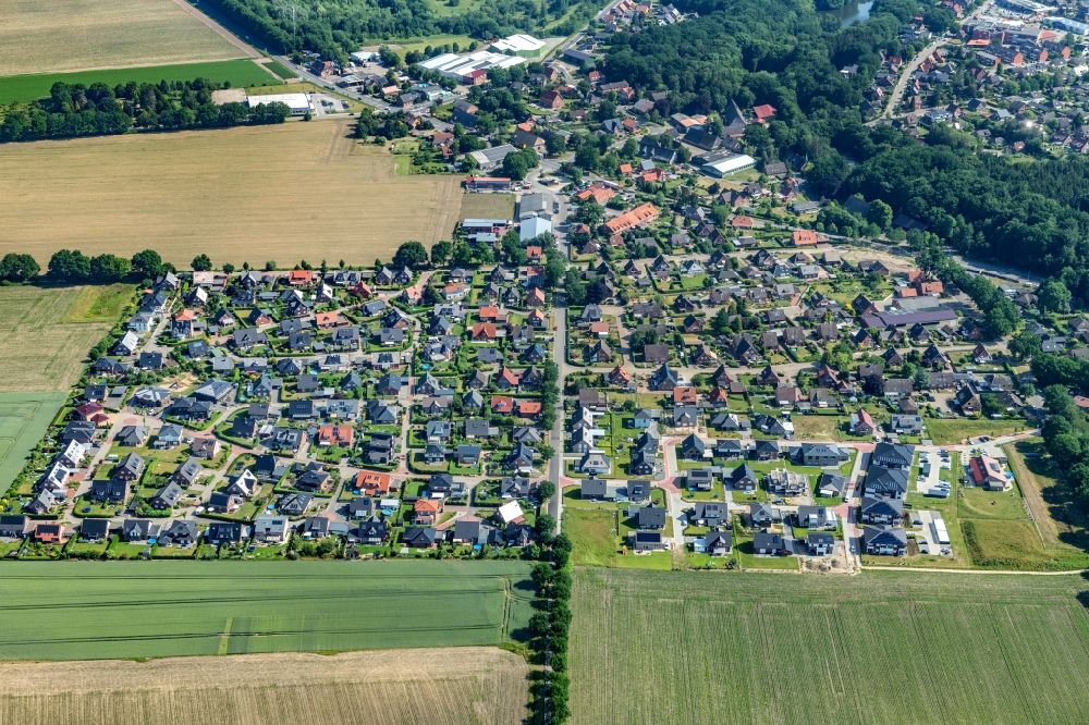 Dollern from above - Town View of the streets and houses of the residential areas in Dollern in the state Lower Saxony, Germany