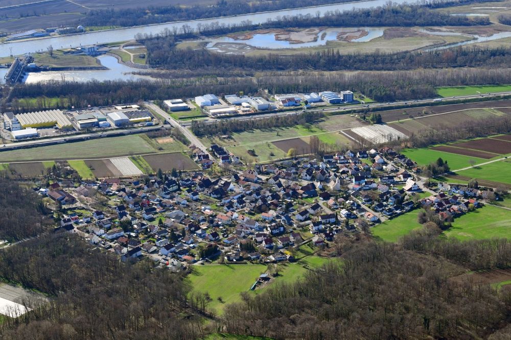 Weil am Rhein from the bird's eye view: Town view of the residential and industrial areas in the district Maerkt in Weil am Rhein in the state Baden-Wurttemberg, Germany