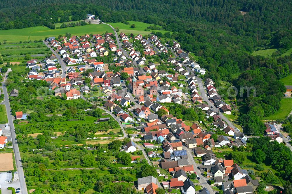 Aerial image Dörlesberg - Town View of the streets and houses of the residential areas in Dörlesberg in the state Baden-Wuerttemberg, Germany