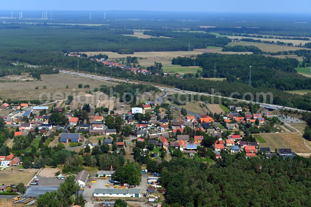 Duben from above - Town View of the streets and houses of the residential areas in Duben in the state Brandenburg, Germany