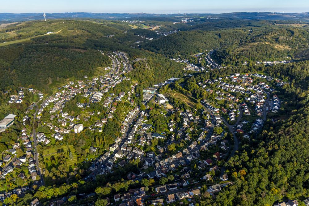Aerial image Eiserfeld - Town View of the streets and houses of the residential areas in Eiserfeld in the state North Rhine-Westphalia, Germany
