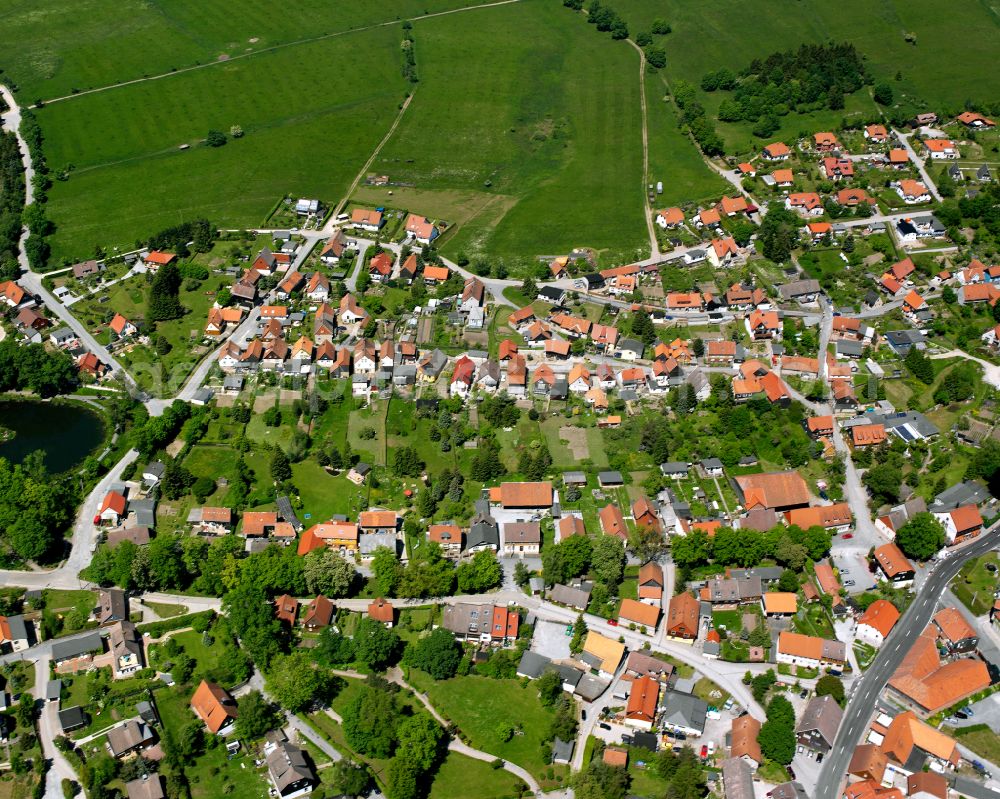Aerial image Elbingerode (Harz) - Town View of the streets and houses of the residential areas in Elbingerode (Harz) in the state Saxony-Anhalt, Germany