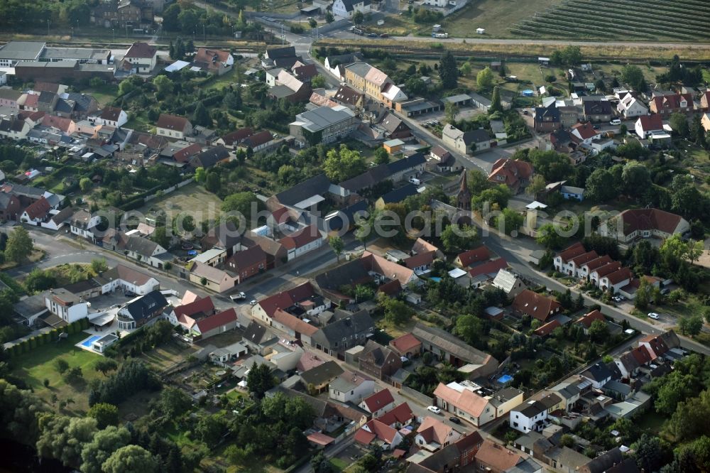 Elsnigk from the bird's eye view: View of the streets and houses of the residential areas in Elsnigk in the state of Saxony-Anhalt
