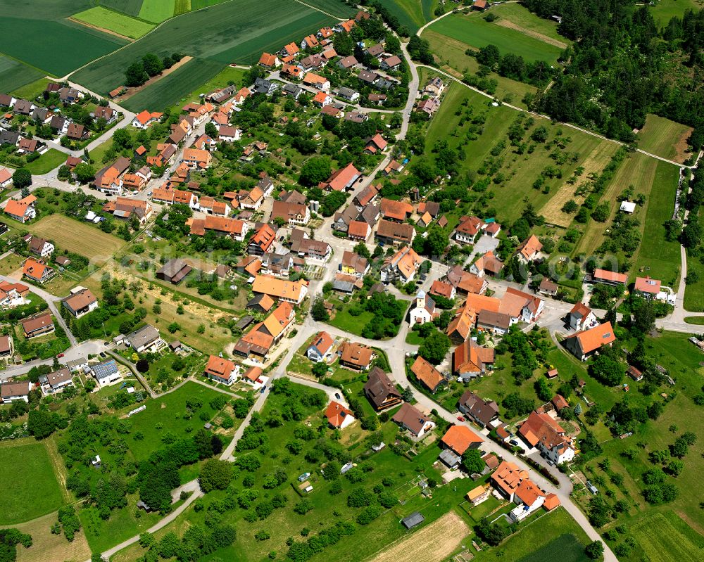 Aerial image Emmingen - Town View of the streets and houses of the residential areas in Emmingen in the state Baden-Wuerttemberg, Germany
