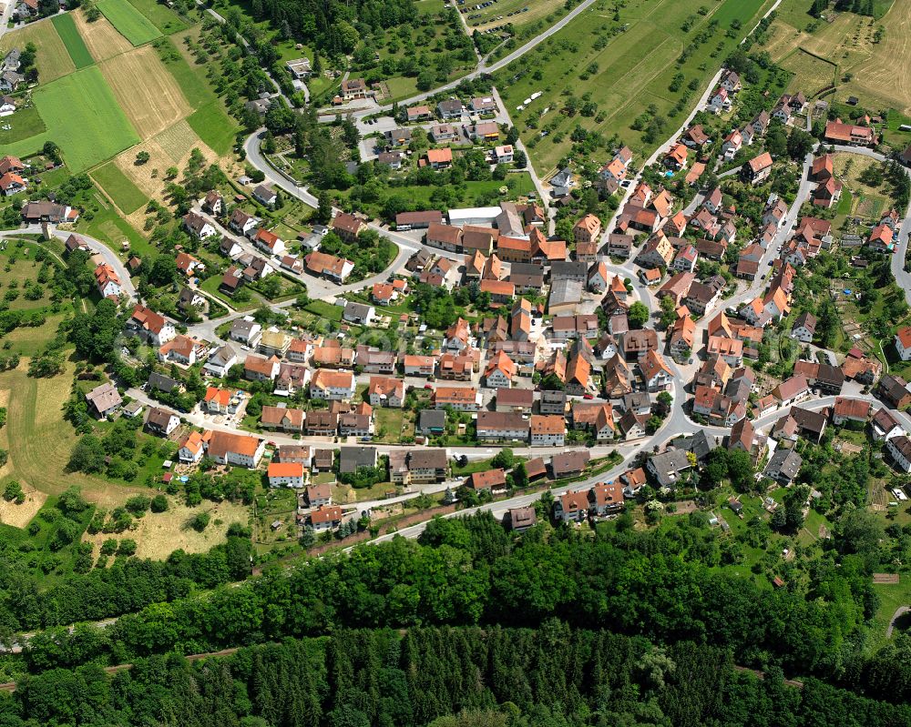Aerial photograph Emmingen - Town View of the streets and houses of the residential areas in Emmingen in the state Baden-Wuerttemberg, Germany