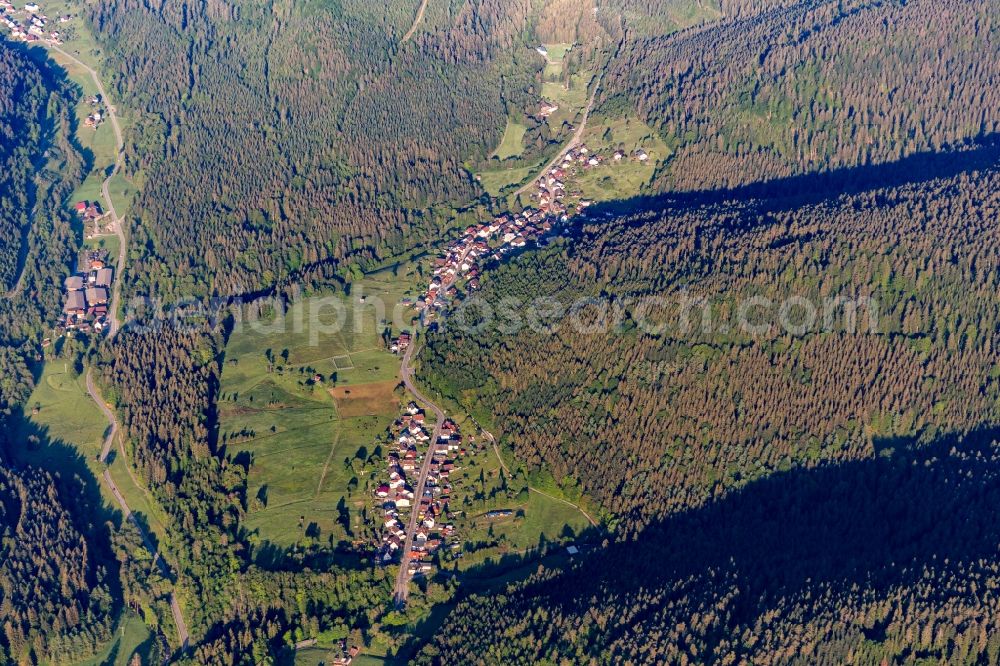 Sprollenhaus from above - Location view of in the Enz-valley landscape surrounded by mountains of the Black Forest in Sprollenhaus in the state Baden-Wurttemberg, Germany