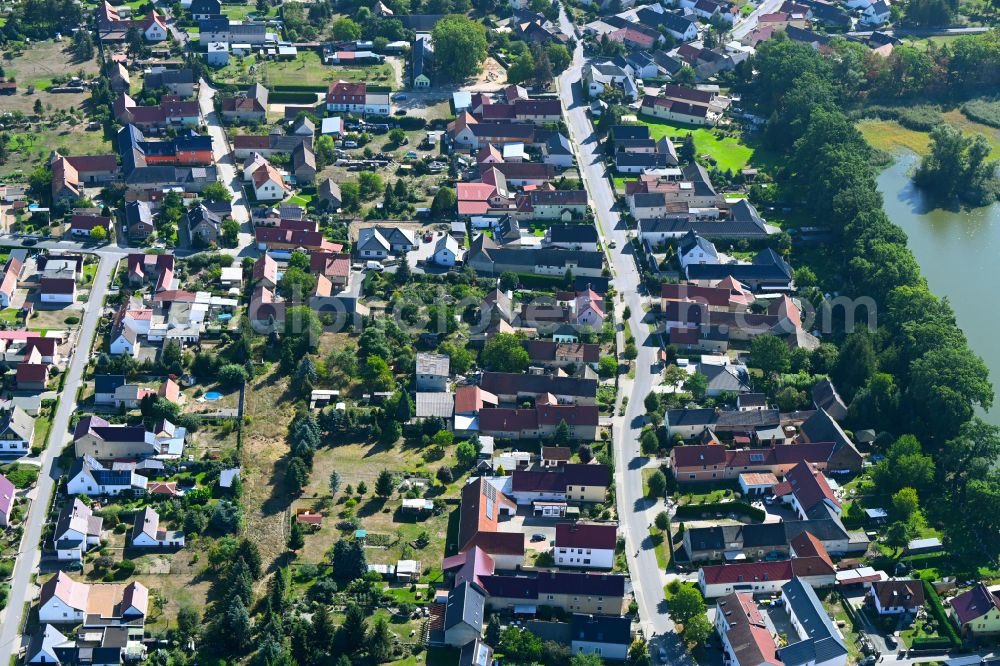 Aerial image Lindenau - Town View of the streets and houses of the residential areas along the main street in Lindenau in the state Brandenburg, Germany