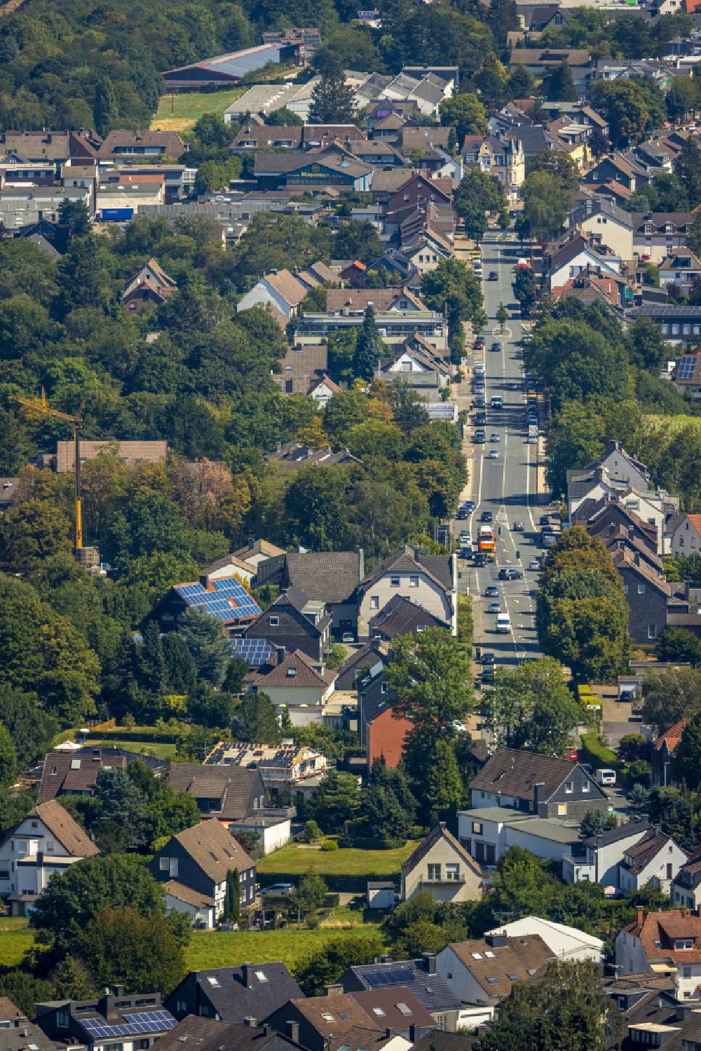 Aerial image Flockenhaus - Town View of the streets and houses of the residential areas along the Mittelstrasse in Flockenhaus in the state North Rhine-Westphalia, Germany