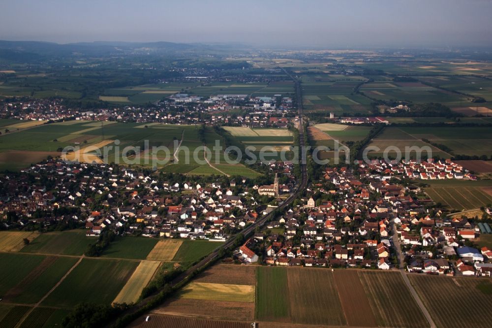 Eschbach from the bird's eye view: Town View of the streets and houses of the residential areas in Eschbach in the state Baden-Wuerttemberg