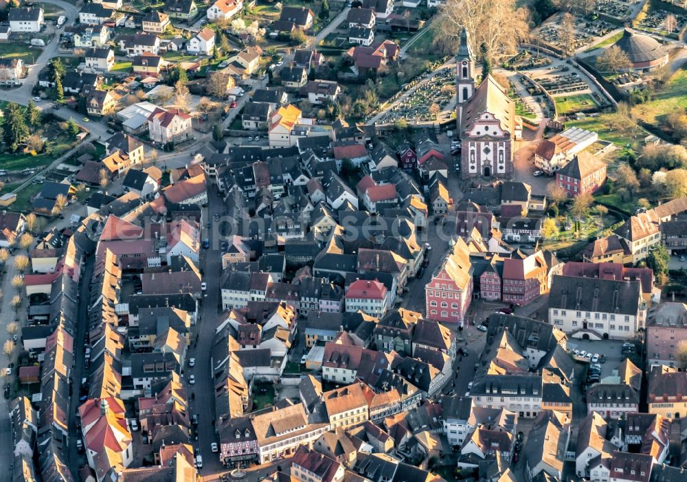 Aerial photograph Ettenheim - Town View of the streets and houses of the residential areas in Ettenheim in the state Baden-Wurttemberg, Germany
