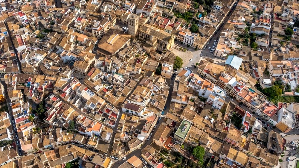 Aerial image Felanitx - Town View of the streets and houses of the residential areas in the city in Felanitx in Balearische Insel Mallorca, Spain