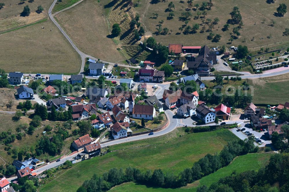 Freiamt from above - Town View of the streets and houses of the residential areas in the district Reichenbach in Freiamt in the state Baden-Wuerttemberg, Germany