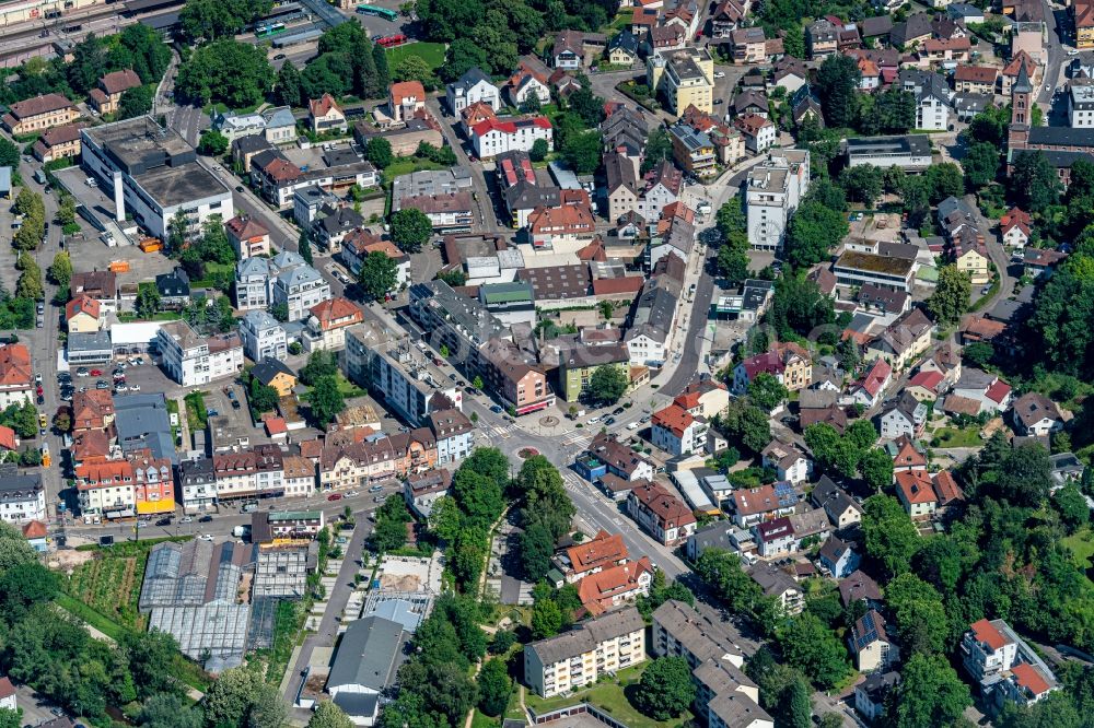 Baden-Baden from above - Town View of the streets and houses of the residential areas in the district Oos in Baden-Baden in the state Baden-Wuerttemberg, Germany