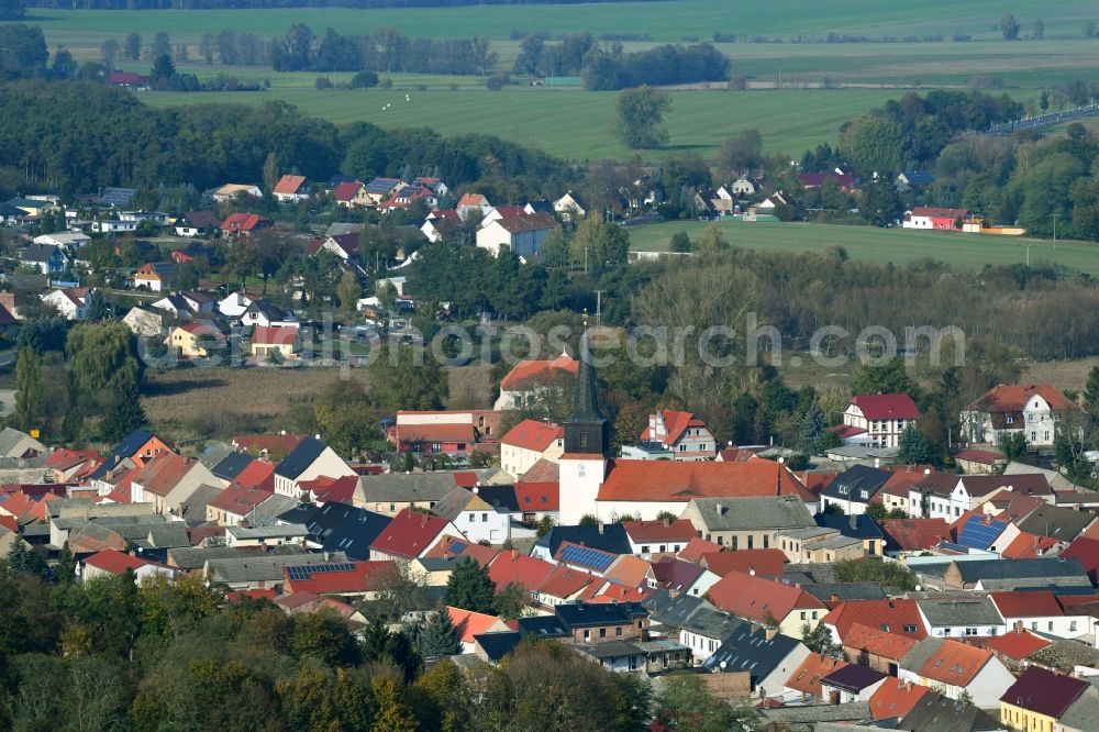Friedland from above - Town View of the streets and houses of the residential areas in Friedland in the state Brandenburg, Germany