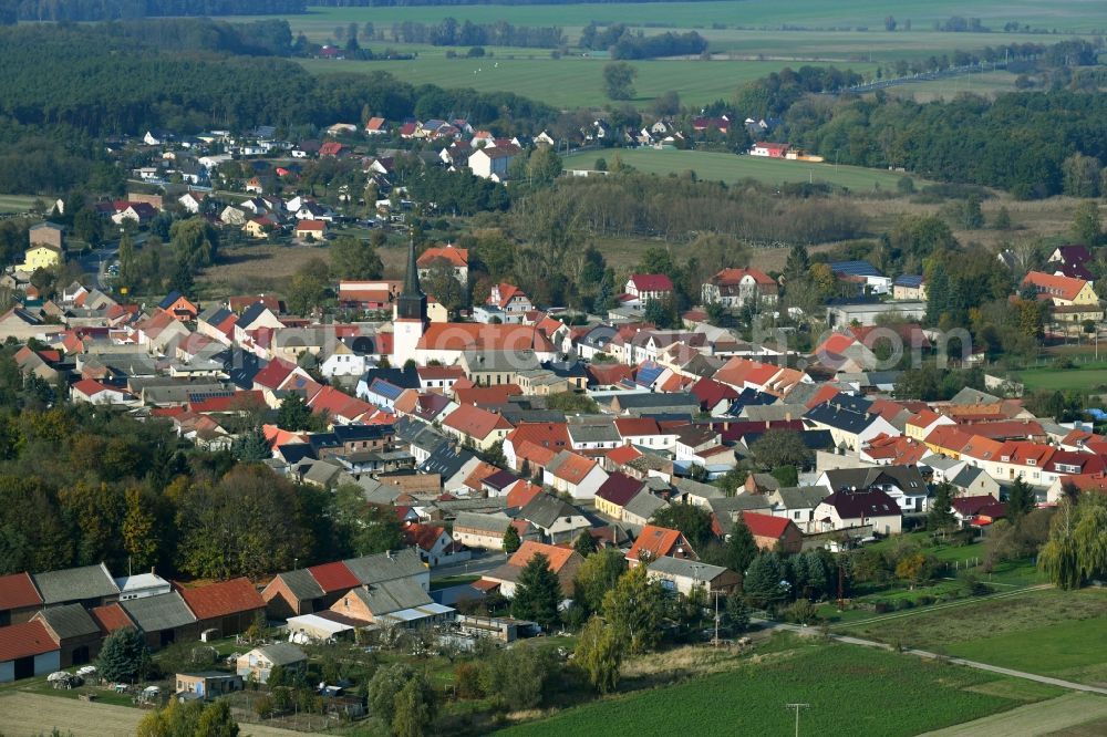 Aerial image Friedland - Town View of the streets and houses of the residential areas in Friedland in the state Brandenburg, Germany