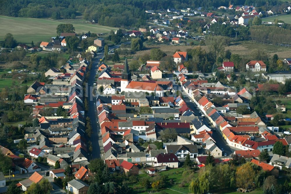 Aerial photograph Friedland - Town View of the streets and houses of the residential areas in Friedland in the state Brandenburg, Germany