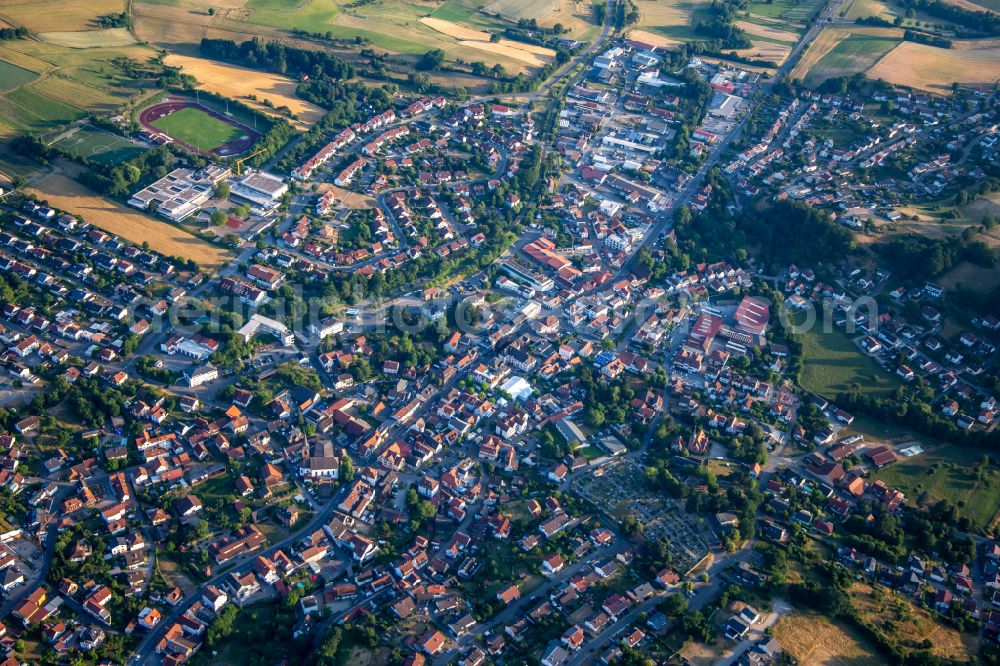 Fürth from above - Town View of the streets and houses of the residential areas in Fuerth in the state Hesse, Germany