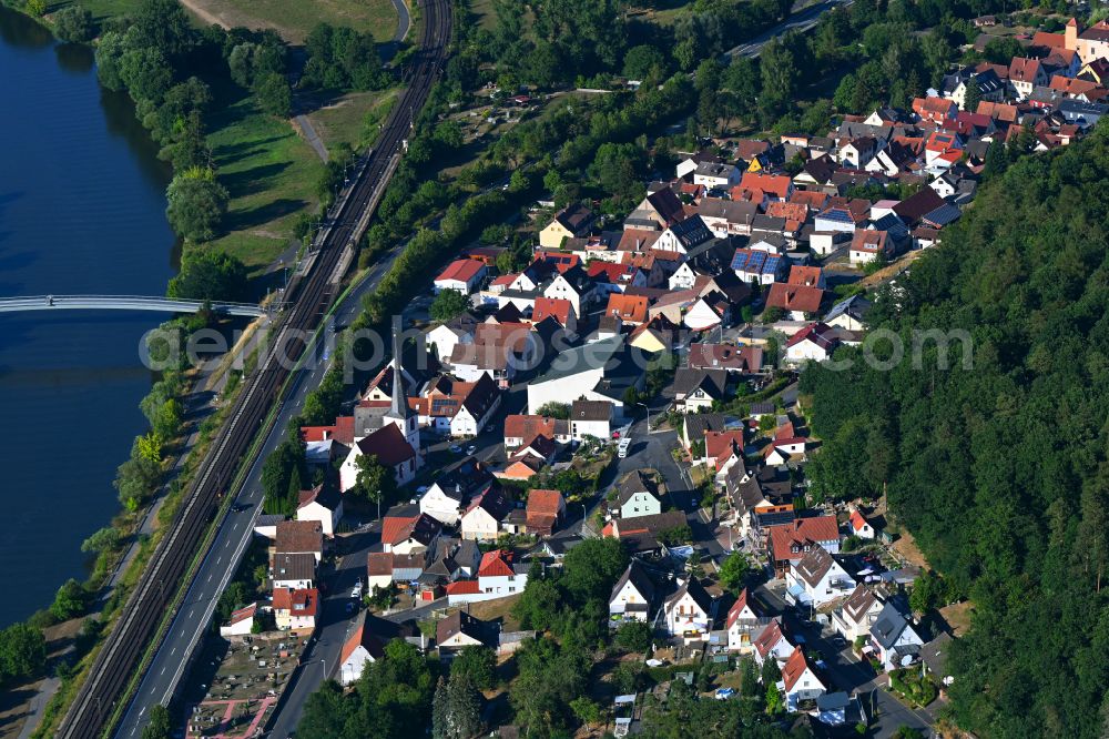Aerial image Gemünden am Main - Town View of the streets and houses of the residential areas in Gemünden am Main in the state Bavaria, Germany