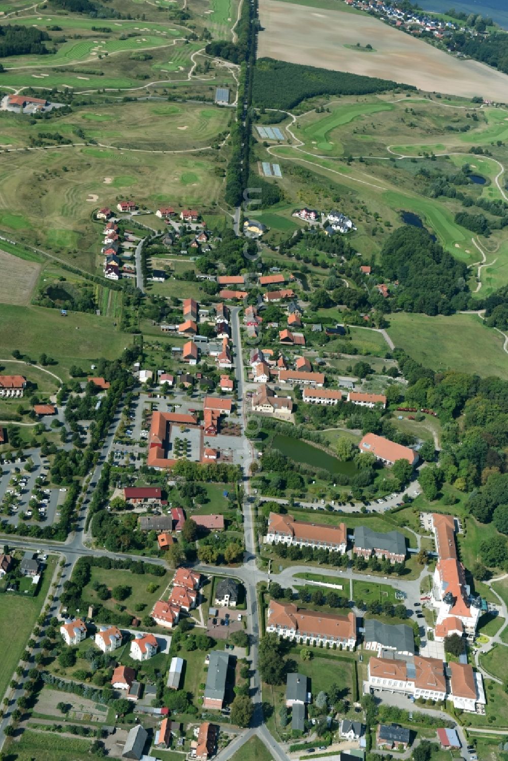 Aerial image Göhren-Lebbin - Town View of the streets and houses of the residential areas in Goehren-Lebbin in the state Mecklenburg - Western Pomerania