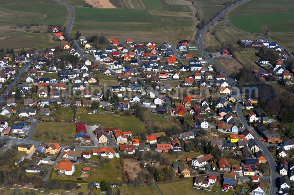 Glashütten from the bird's eye view: Town View of the streets and houses of the residential areas in Glashuetten in the state Bavaria, Germany
