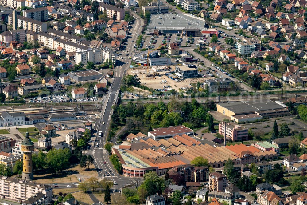Aerial image Selestat - Town View of the streets and houses of the residential areas in Selestat in Grand Est, France