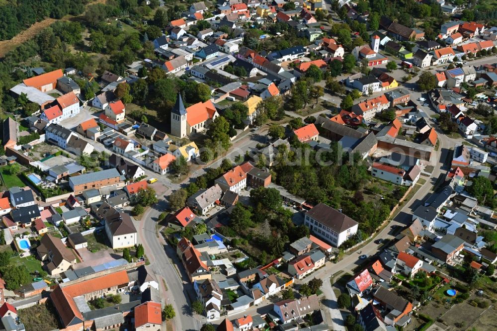 Aerial image Groß Rosenburg - Town View of the streets and houses of the residential areas in Gross Rosenburg in the state Saxony-Anhalt, Germany