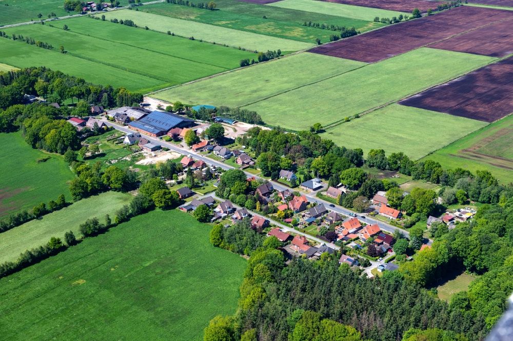 Aerial photograph Hammah - View of Gross Sterneberg on the edge of agricultural fields and usable areas in Hammah in the state Lower Saxony, Germany