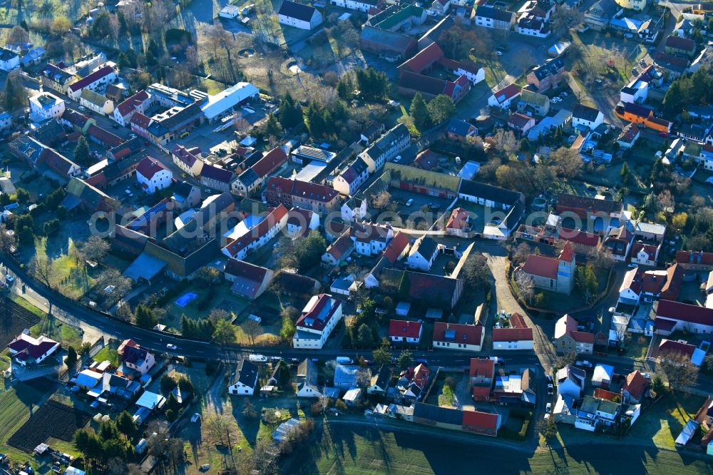 Aerial image Großlehna - Town View of the streets and houses of the residential areas in Grosslehna in the state Saxony, Germany