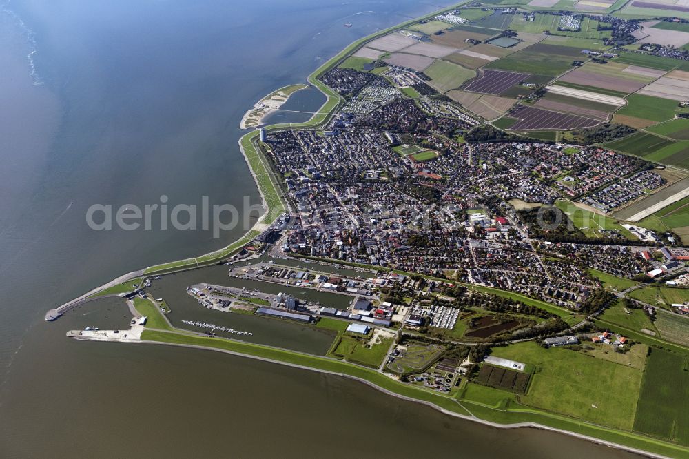 Aerial image Büsum - Town View of the streets and houses of the residential areas in Buesum in the state Schleswig-Holstein